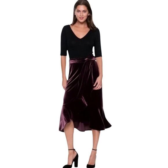 Gap Velvet Wrap Midi Skirt Size Small Vamp Red Tie Waist Ruffle‎ Elastic Waist - Picture 14 of 15